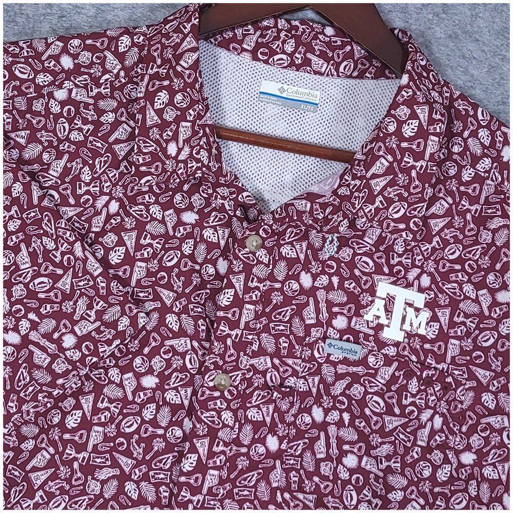 Columbia PFG Texas A&M Super Slack Tide Gameday Shirt XL Vented Aggies Maroon
